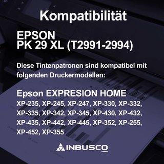 5x Drucker Patronen Kompatibel Kompatibel fr Epson PK 29 XL Expression XP 235 BK, 18ml